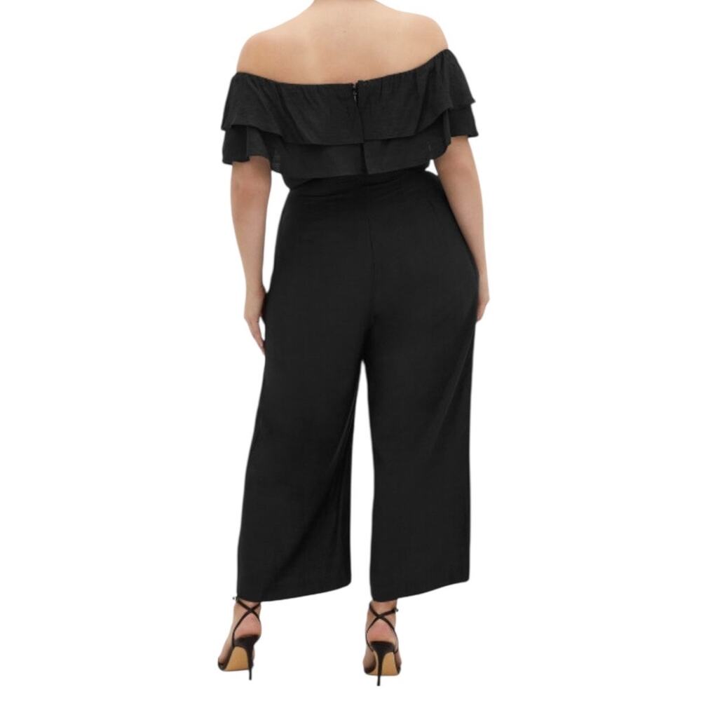 City Chic Poppie off shoulder jumpsuit black size S 16 - Picture 9 of 10